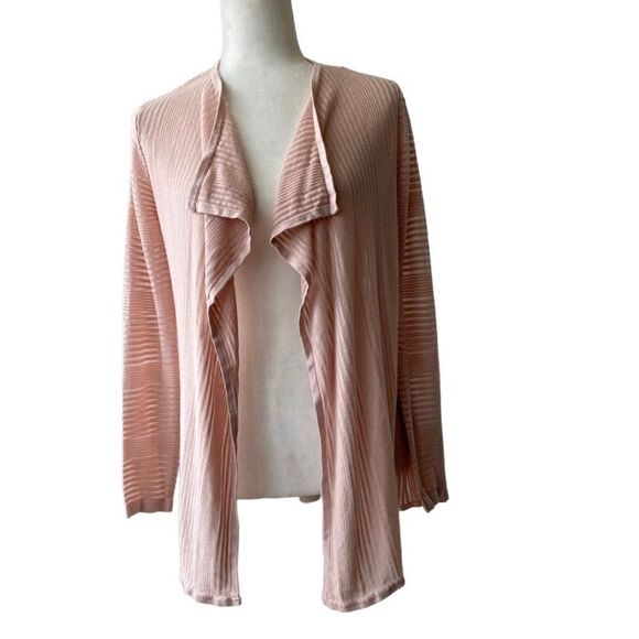 Calvin Klein Open Front Sweater Pink Blush Sheer Cardigan SZ XS - Picture 2 of 12